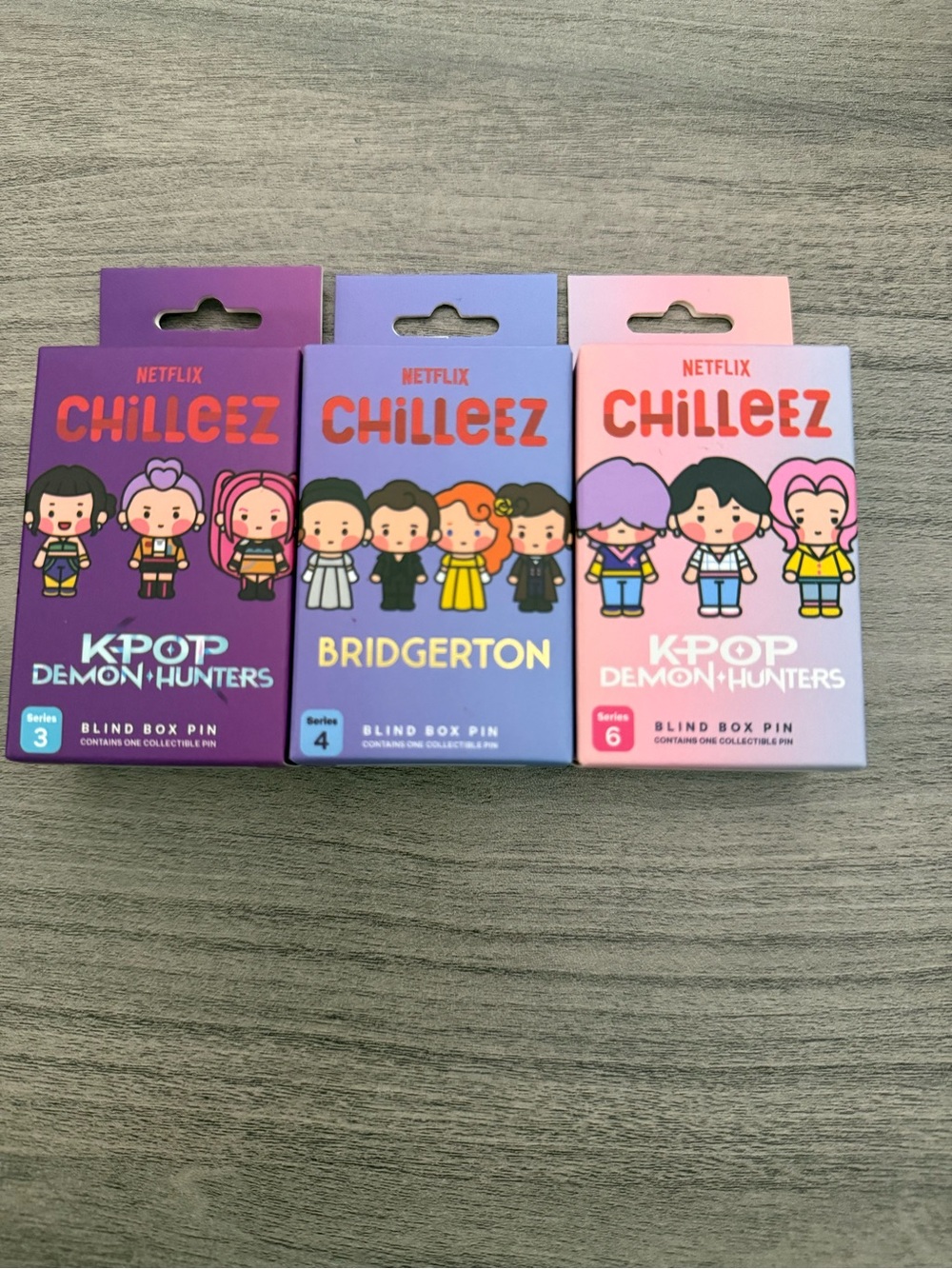 Netflix CHILLEEZ KPop Demon Hunters & Bridgerton Blind Box Pins – 3 Sealed